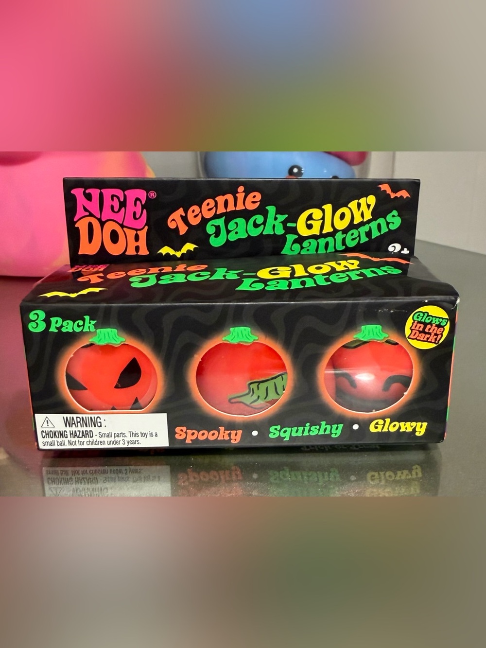 Needoh Teenie Jack-Glow Pumpkin Lanterns - Orange (3 Pack)
